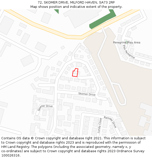 72, SKOMER DRIVE, MILFORD HAVEN, SA73 2RP: Location map and indicative extent of plot