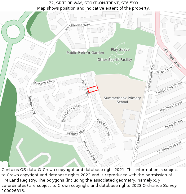 72, SPITFIRE WAY, STOKE-ON-TRENT, ST6 5XQ: Location map and indicative extent of plot