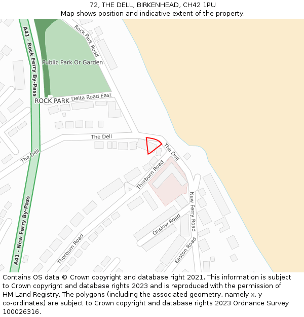 72, THE DELL, BIRKENHEAD, CH42 1PU: Location map and indicative extent of plot
