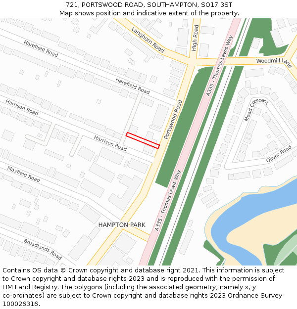 721, PORTSWOOD ROAD, SOUTHAMPTON, SO17 3ST: Location map and indicative extent of plot