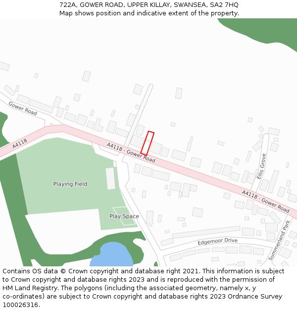 722A, GOWER ROAD, UPPER KILLAY, SWANSEA, SA2 7HQ: Location map and indicative extent of plot