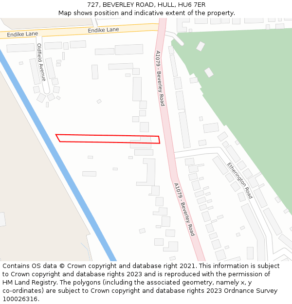 727, BEVERLEY ROAD, HULL, HU6 7ER: Location map and indicative extent of plot
