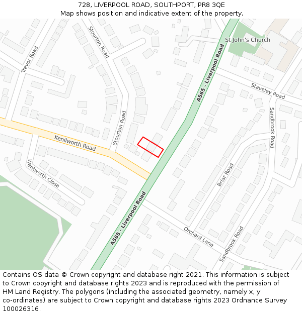 728, LIVERPOOL ROAD, SOUTHPORT, PR8 3QE: Location map and indicative extent of plot