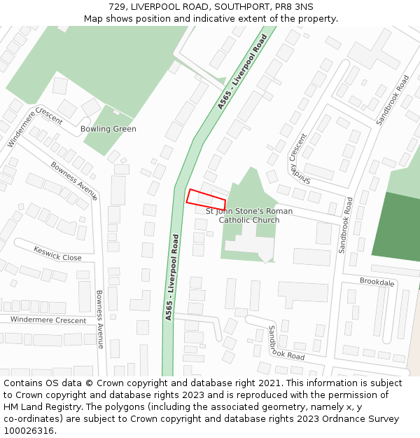 729, LIVERPOOL ROAD, SOUTHPORT, PR8 3NS: Location map and indicative extent of plot