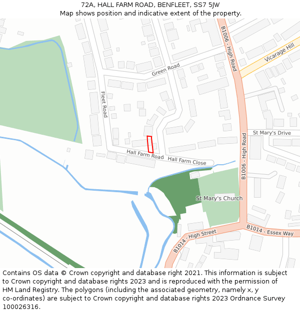 72A, HALL FARM ROAD, BENFLEET, SS7 5JW: Location map and indicative extent of plot