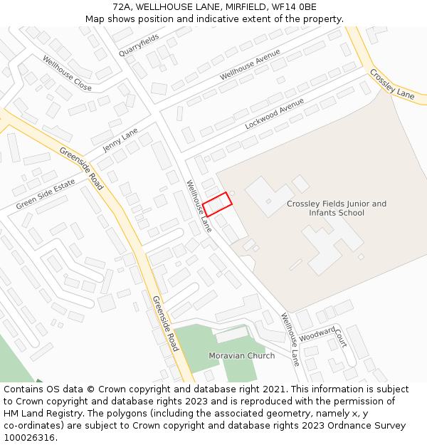 72A, WELLHOUSE LANE, MIRFIELD, WF14 0BE: Location map and indicative extent of plot