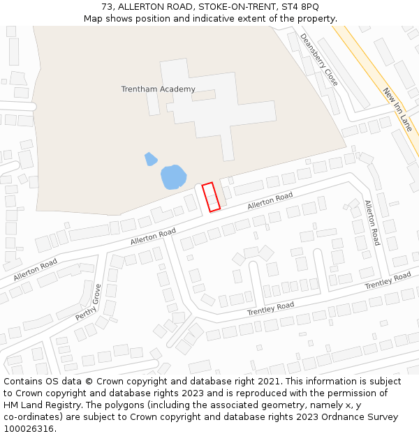 73, ALLERTON ROAD, STOKE-ON-TRENT, ST4 8PQ: Location map and indicative extent of plot