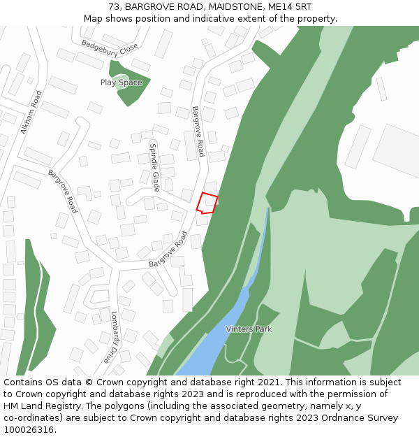 73, BARGROVE ROAD, MAIDSTONE, ME14 5RT: Location map and indicative extent of plot