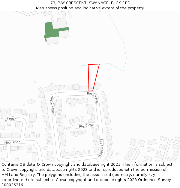 73, BAY CRESCENT, SWANAGE, BH19 1RD: Location map and indicative extent of plot