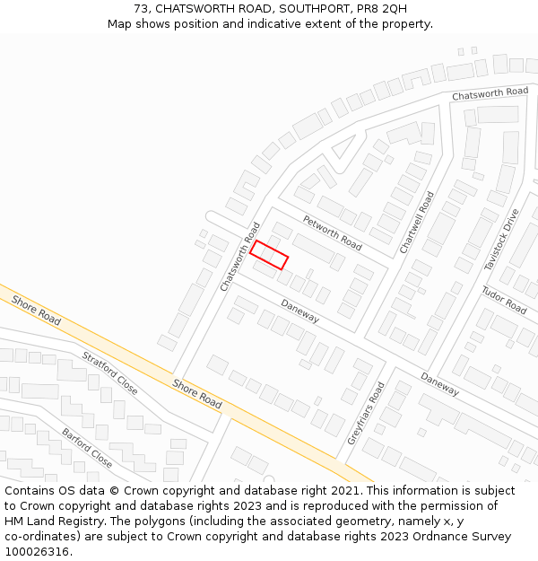 73, CHATSWORTH ROAD, SOUTHPORT, PR8 2QH: Location map and indicative extent of plot