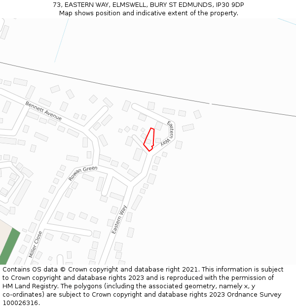 73, EASTERN WAY, ELMSWELL, BURY ST EDMUNDS, IP30 9DP: Location map and indicative extent of plot