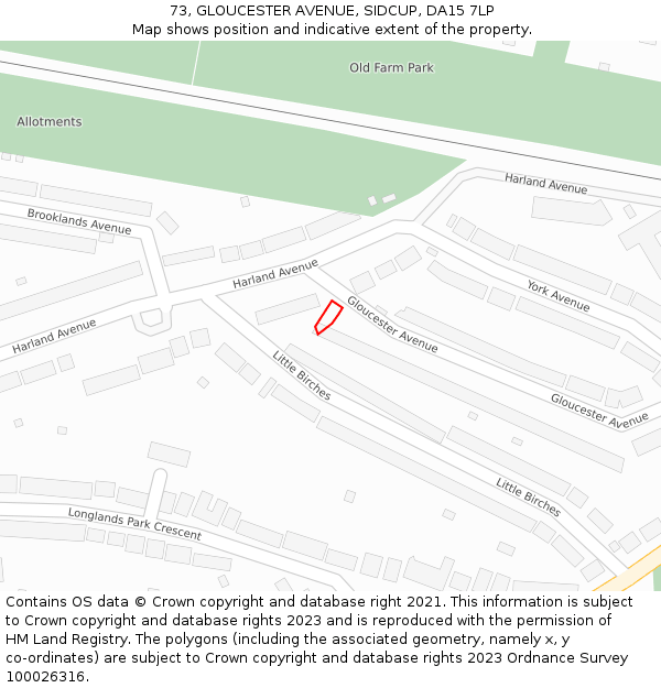 73, GLOUCESTER AVENUE, SIDCUP, DA15 7LP: Location map and indicative extent of plot