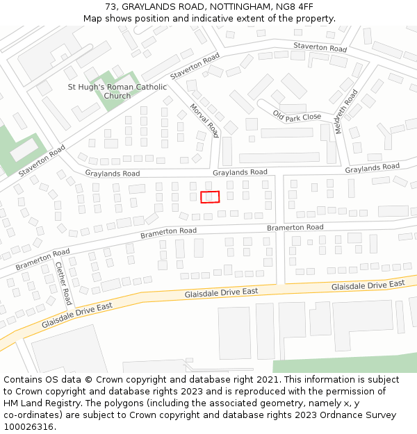 73, GRAYLANDS ROAD, NOTTINGHAM, NG8 4FF: Location map and indicative extent of plot