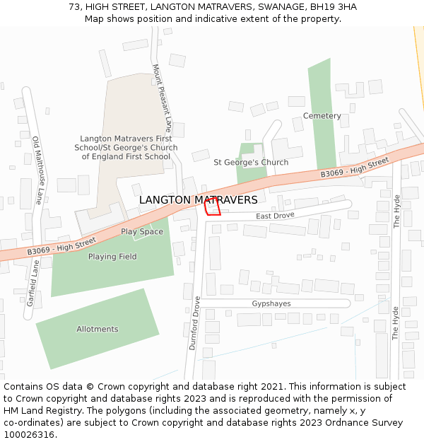 73, HIGH STREET, LANGTON MATRAVERS, SWANAGE, BH19 3HA: Location map and indicative extent of plot