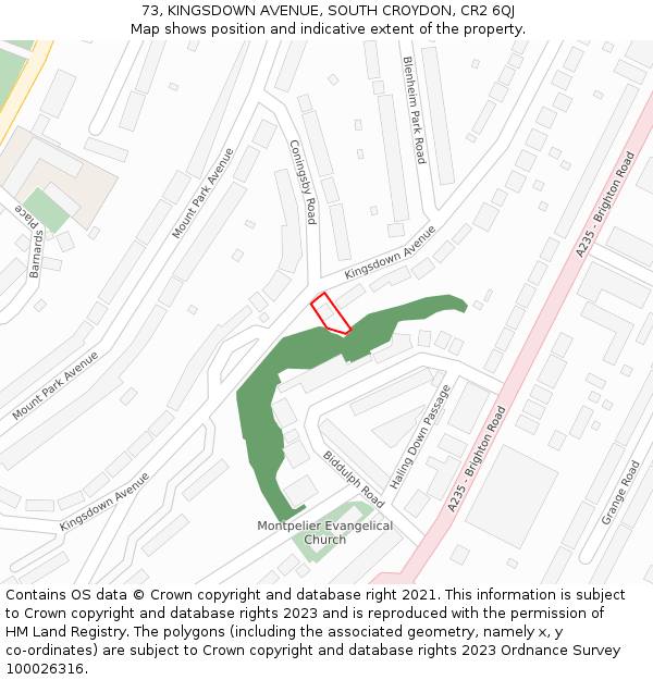 73, KINGSDOWN AVENUE, SOUTH CROYDON, CR2 6QJ: Location map and indicative extent of plot