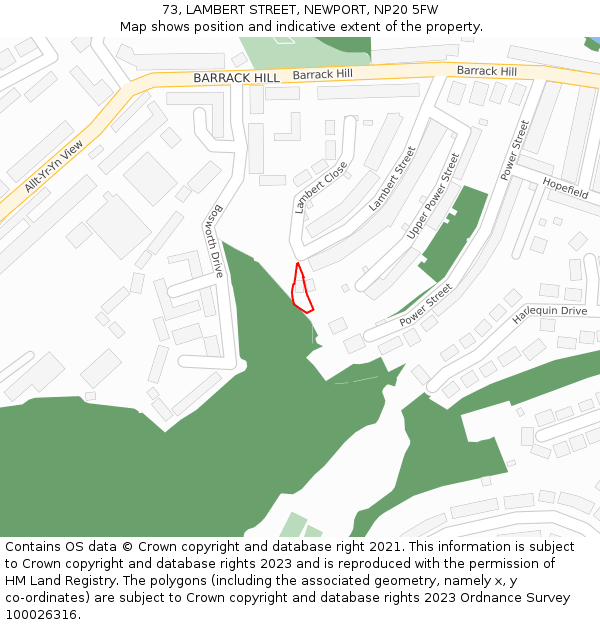 73, LAMBERT STREET, NEWPORT, NP20 5FW: Location map and indicative extent of plot