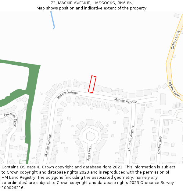 73, MACKIE AVENUE, HASSOCKS, BN6 8NJ: Location map and indicative extent of plot
