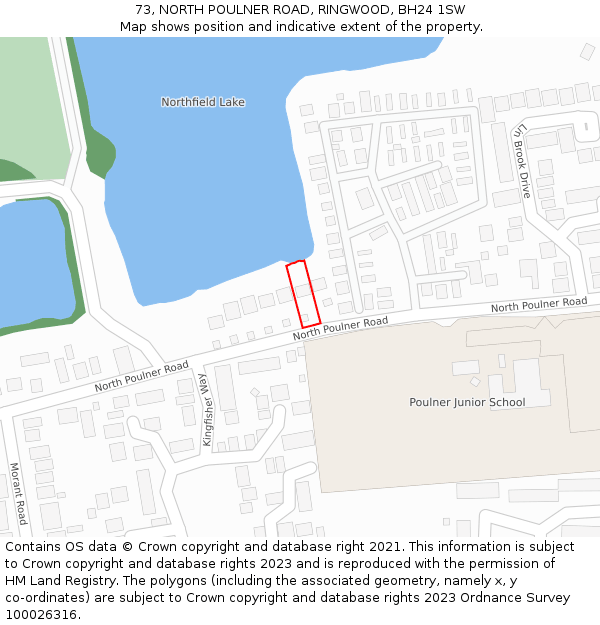 73, NORTH POULNER ROAD, RINGWOOD, BH24 1SW: Location map and indicative extent of plot