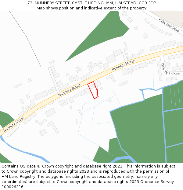 73, NUNNERY STREET, CASTLE HEDINGHAM, HALSTEAD, CO9 3DP: Location map and indicative extent of plot