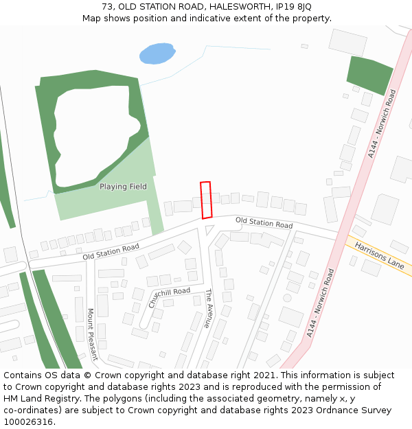 73, OLD STATION ROAD, HALESWORTH, IP19 8JQ: Location map and indicative extent of plot