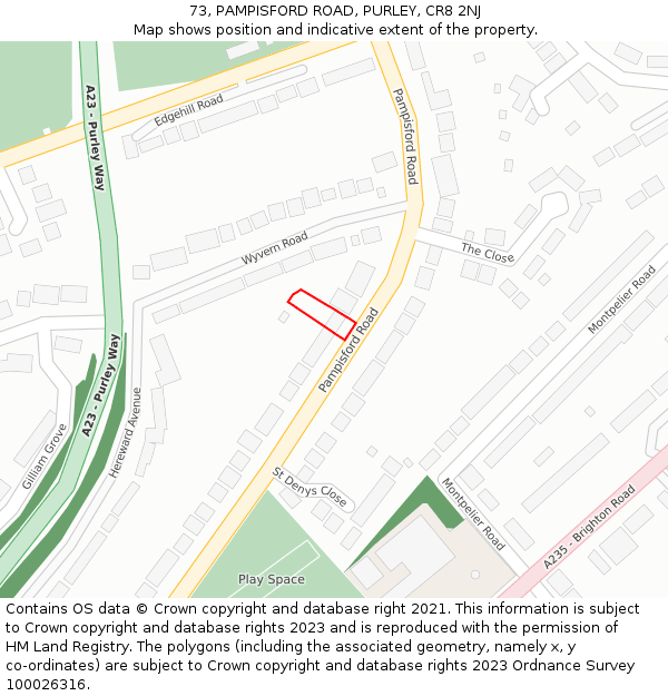 73, PAMPISFORD ROAD, PURLEY, CR8 2NJ: Location map and indicative extent of plot