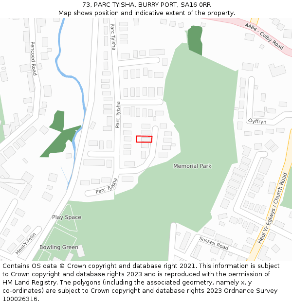 73, PARC TYISHA, BURRY PORT, SA16 0RR: Location map and indicative extent of plot