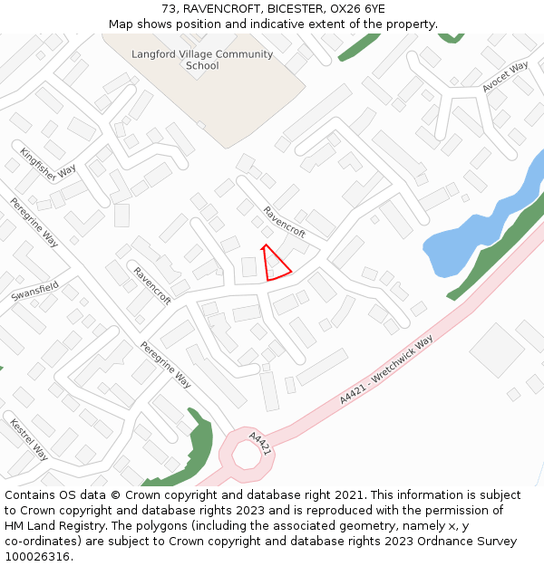 73, RAVENCROFT, BICESTER, OX26 6YE: Location map and indicative extent of plot