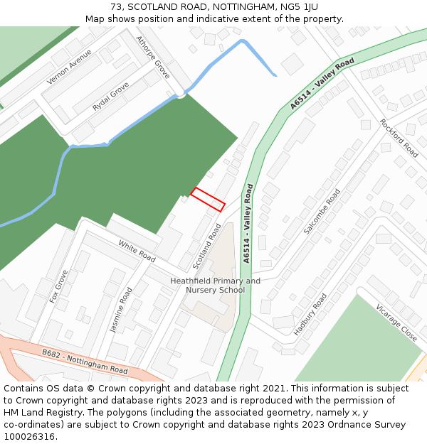 73, SCOTLAND ROAD, NOTTINGHAM, NG5 1JU: Location map and indicative extent of plot