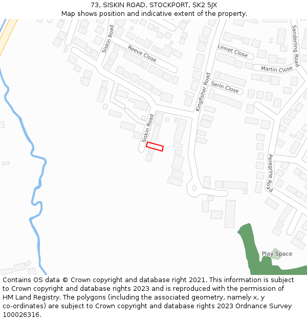 73, SISKIN ROAD, STOCKPORT, SK2 5JX: Location map and indicative extent of plot