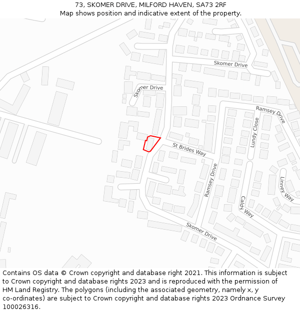 73, SKOMER DRIVE, MILFORD HAVEN, SA73 2RF: Location map and indicative extent of plot