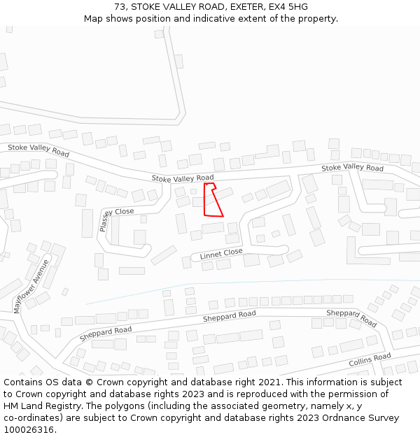 73, STOKE VALLEY ROAD, EXETER, EX4 5HG: Location map and indicative extent of plot