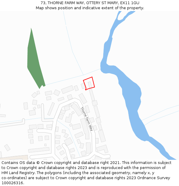 73, THORNE FARM WAY, OTTERY ST MARY, EX11 1GU: Location map and indicative extent of plot