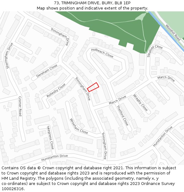 73, TRIMINGHAM DRIVE, BURY, BL8 1EP: Location map and indicative extent of plot