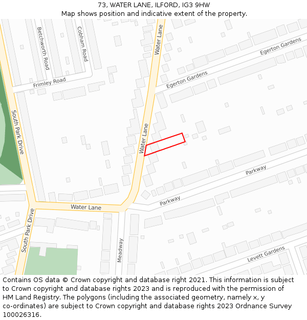 73, WATER LANE, ILFORD, IG3 9HW: Location map and indicative extent of plot