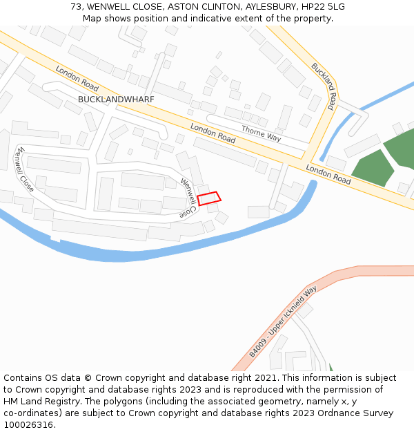 73, WENWELL CLOSE, ASTON CLINTON, AYLESBURY, HP22 5LG: Location map and indicative extent of plot