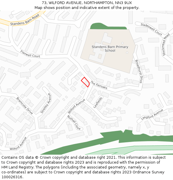 73, WILFORD AVENUE, NORTHAMPTON, NN3 9UX: Location map and indicative extent of plot