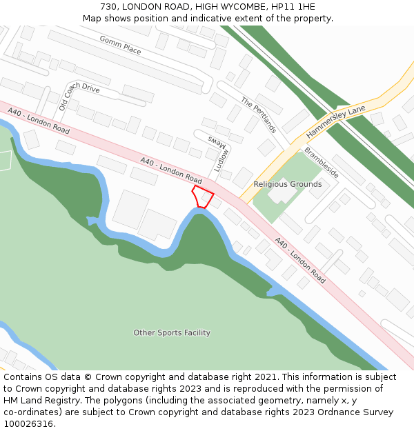 730, LONDON ROAD, HIGH WYCOMBE, HP11 1HE: Location map and indicative extent of plot