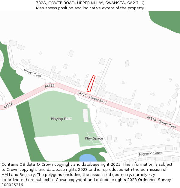 732A, GOWER ROAD, UPPER KILLAY, SWANSEA, SA2 7HQ: Location map and indicative extent of plot