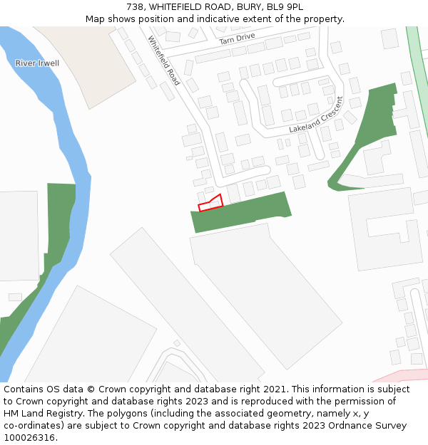 738, WHITEFIELD ROAD, BURY, BL9 9PL: Location map and indicative extent of plot