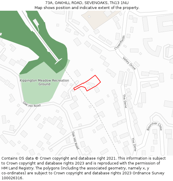 73A, OAKHILL ROAD, SEVENOAKS, TN13 1NU: Location map and indicative extent of plot