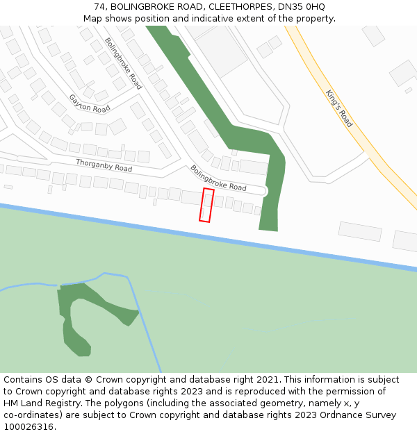 74, BOLINGBROKE ROAD, CLEETHORPES, DN35 0HQ: Location map and indicative extent of plot