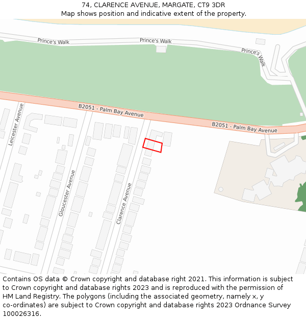 74, CLARENCE AVENUE, MARGATE, CT9 3DR: Location map and indicative extent of plot