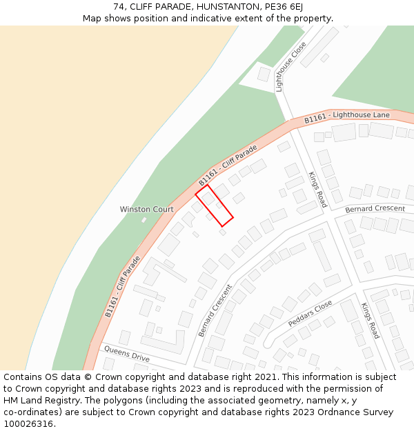 74, CLIFF PARADE, HUNSTANTON, PE36 6EJ: Location map and indicative extent of plot