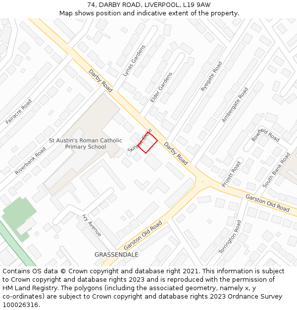 74, DARBY ROAD, LIVERPOOL, L19 9AW: Location map and indicative extent of plot