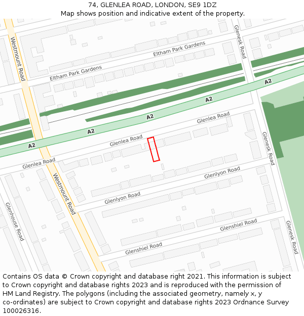 74, GLENLEA ROAD, LONDON, SE9 1DZ: Location map and indicative extent of plot