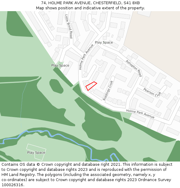 74, HOLME PARK AVENUE, CHESTERFIELD, S41 8XB: Location map and indicative extent of plot