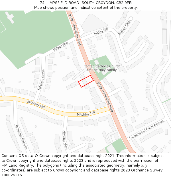 74, LIMPSFIELD ROAD, SOUTH CROYDON, CR2 9EB: Location map and indicative extent of plot