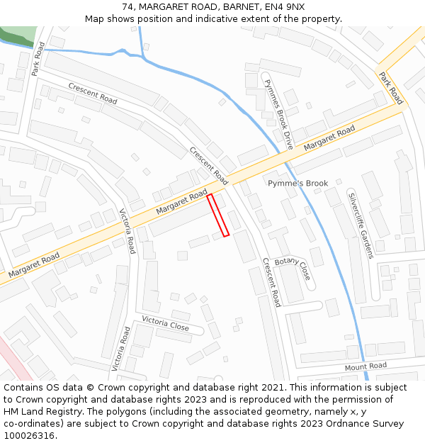 74, MARGARET ROAD, BARNET, EN4 9NX: Location map and indicative extent of plot