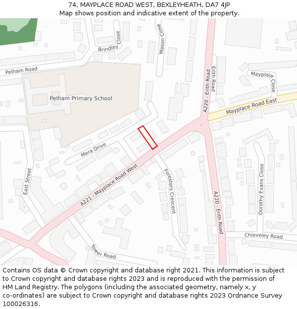 74, MAYPLACE ROAD WEST, BEXLEYHEATH, DA7 4JP: Location map and indicative extent of plot