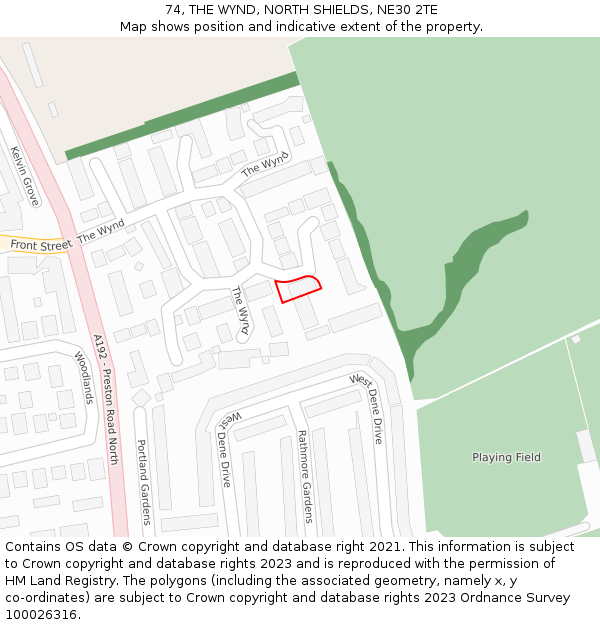 74, THE WYND, NORTH SHIELDS, NE30 2TE: Location map and indicative extent of plot